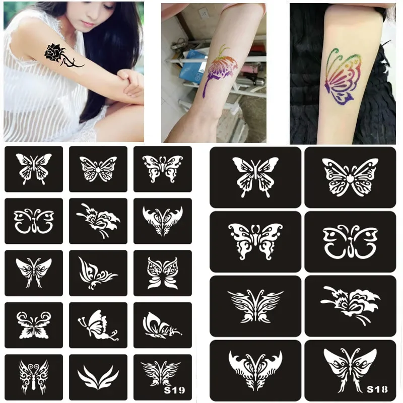 Airbrush Tattoo Stencils Reusable for Women Girls Glitter Tattoos with henna tattoo stencils