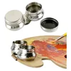 1/2pcs Stainless Steel Palette Cup Large Mouth Double Dipper Palette Cup Portable with Lid Art Oil Pot for Acrylic Oil Painting 1