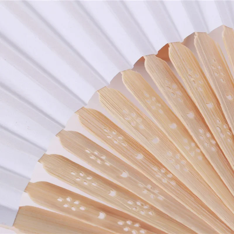 1Pc 7inch White Hand-painted Foldable Paper Fan Portable Wedding Party Hand Fan Gifts Chinese Style Vintage Decoration Child DIY folding fan hand fan
