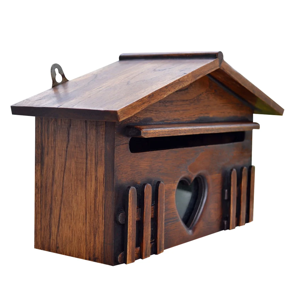 Outdoor Wooden Mailbox Villa Wall Mounted with Lock Suggestion Bamboo Office