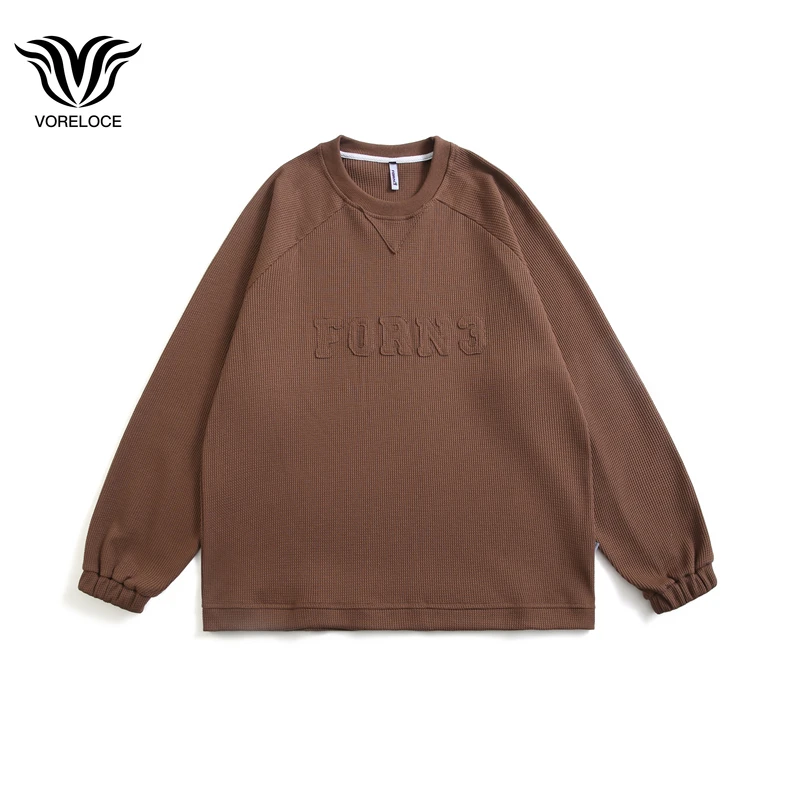 

2022 autumn brand Japanese ins trend patch embroidered round neck sweatshirts men's casual hip-hop high street waffle sweater