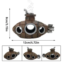 Creative Bubble Submarine Aquarium Oxygen Kit with Silent Air Pump and Decorative Bubble Stone - No air pump (Brown)