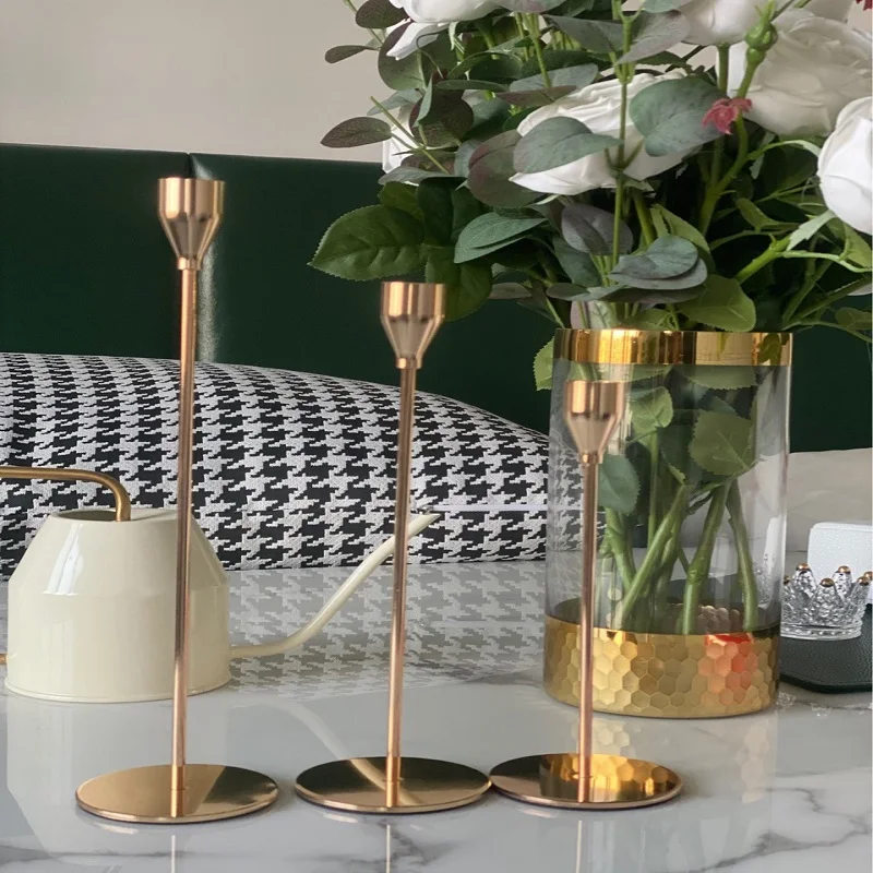 

3 Pieces/Set Metal Candle Holders Luxury Candle Hold Simples Fashion Wedding Decoration Party Bar Family Dining-Table Home Decor