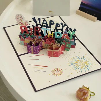 Happy Birthday Greeting Cards 3D Pop Up Card Birthday Cake Greeting Cards with Envelope Birthday Gifts to Family Friends Lovers 1