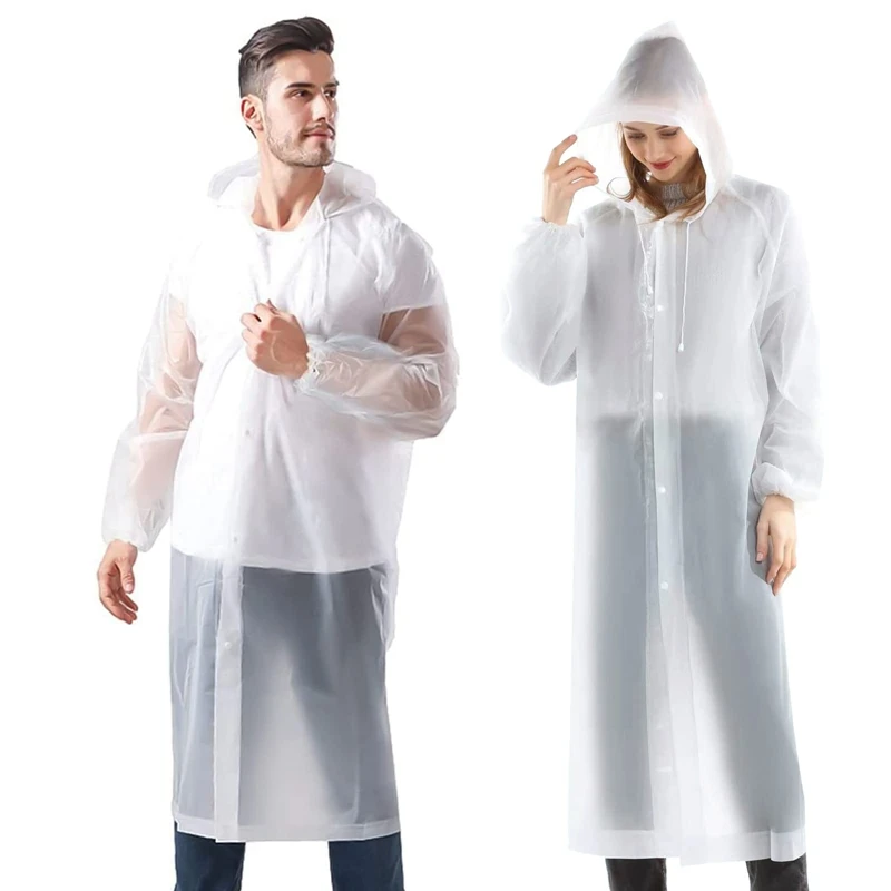 Raincoat 2 Pack Rain Ponchos For Men Women Adults Reusable Portable Rain Coat Waterproof With Elastic Sleeves