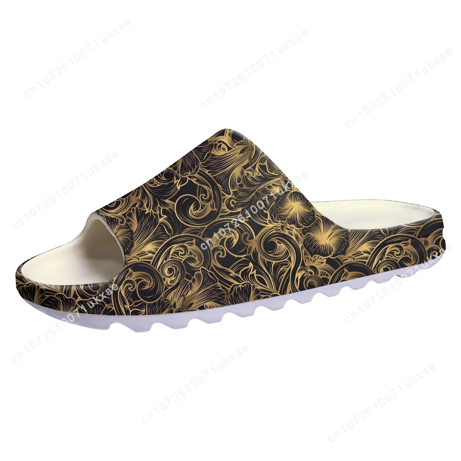 Luxury Golden Floral Baroque Soft Sole Sllipers Home Clogs Customized Step On Water Shoes Mens Womens Teenager Step in Sandals
