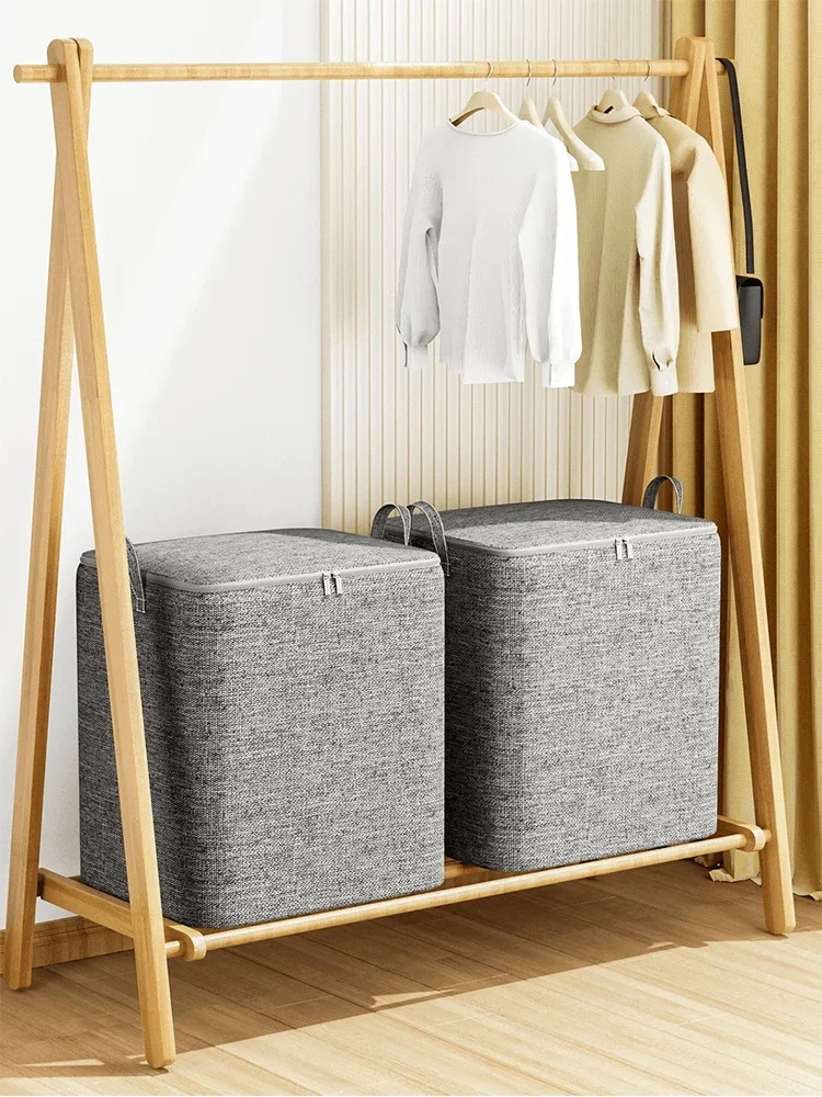 Large Clothing Quilt Storage Bag Home Closets Non-Woven Fabric Organizer Box Bedrooms Storager with Cover Handle 5