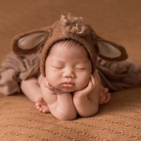Lovely Baby Sheep Hat Felt Wool Bonnet Baby Boy Monkey Hat Newborn Photography Props Infant Hat