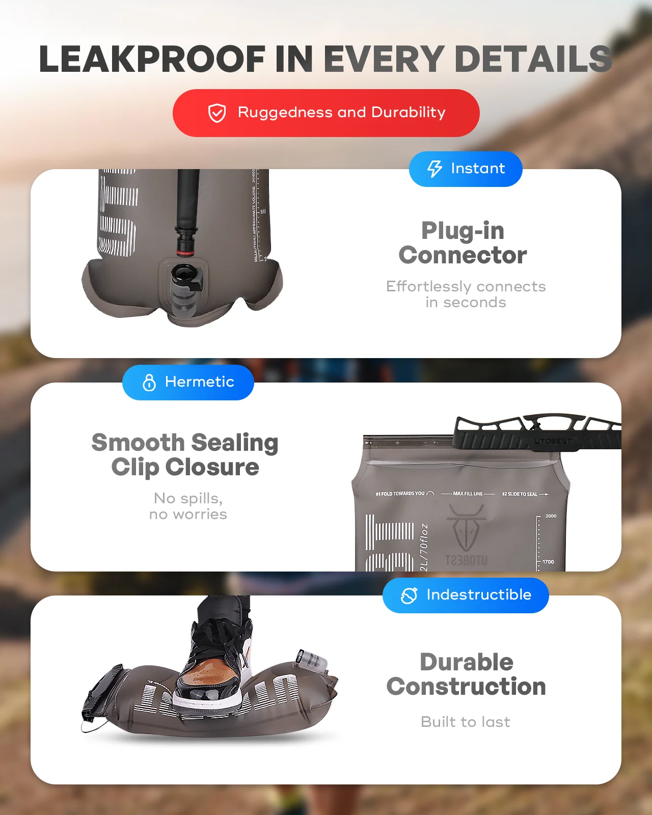 slider image of UTOBEST 1.5L/2L/3L Water Bladder