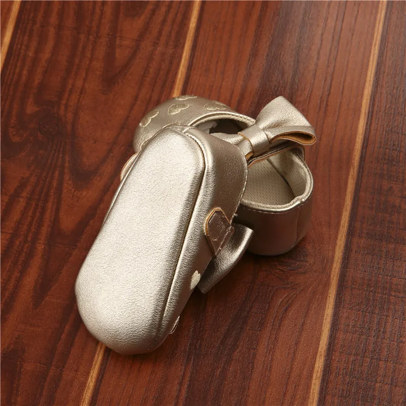 0-18months Infant Girls Shoes Love Heart Printed  Bowknot Shoes Soft Sole Crib Shoes For Baby Girls 2