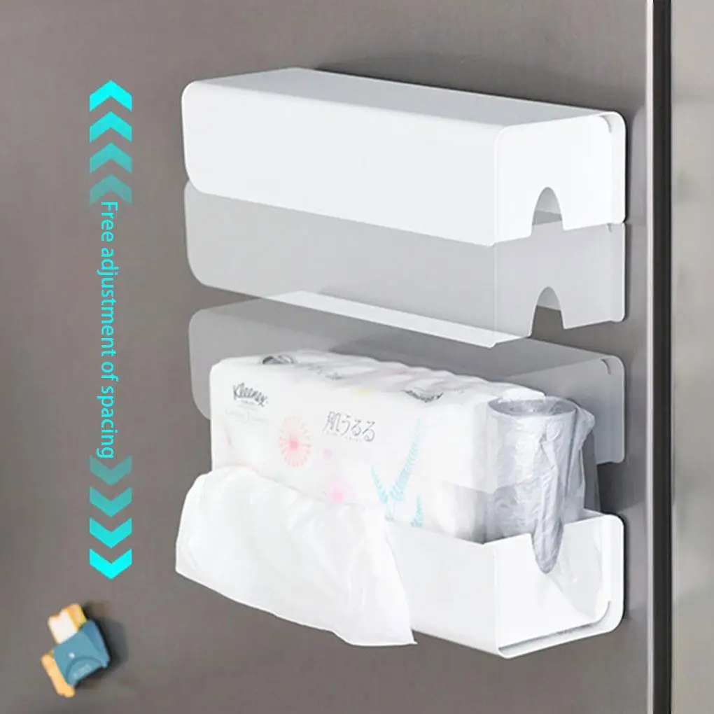 Wall Mounted No punching magnet storage container Garbage Bag Dispenser Self Adhesive Kitchen Bathroom Paper Tissue Holder 5