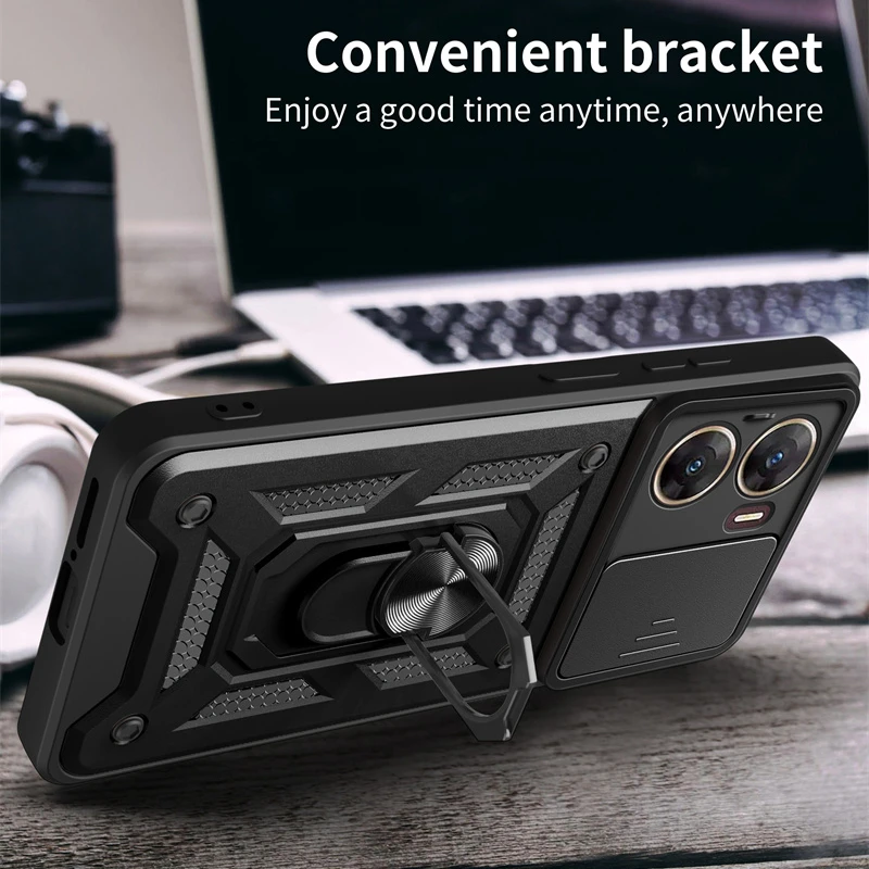 Durable Armor Phone Case with Lens Protection & Ring Holder