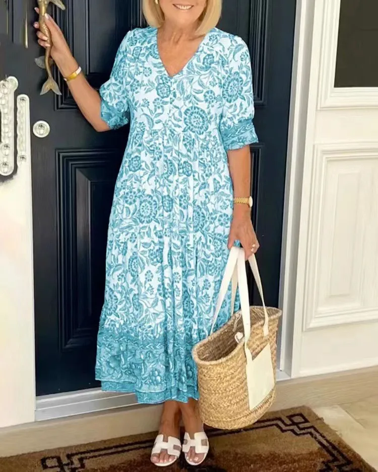 Midi Dress Women's Dresses In Matalan Summer Casual Floral Print Long Dress For Women V Neck Three-quarter Sleeve Elegant Party Dresses Female Boho Holiday Clothing AliExpress Midi Dress Women's Dresses In Matalan Summer Casual Floral Print Long Dress For Women V Neck Three-quarter Sleeve Elegant Party Dresses Female Boho Holiday Clothing AliExpress