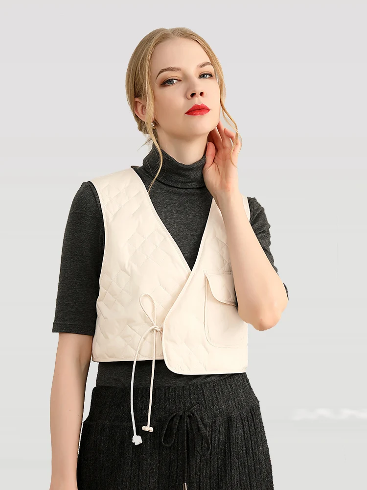 2022 New Spring Autumn Loose Vneck Puffer Vest Women Short Section