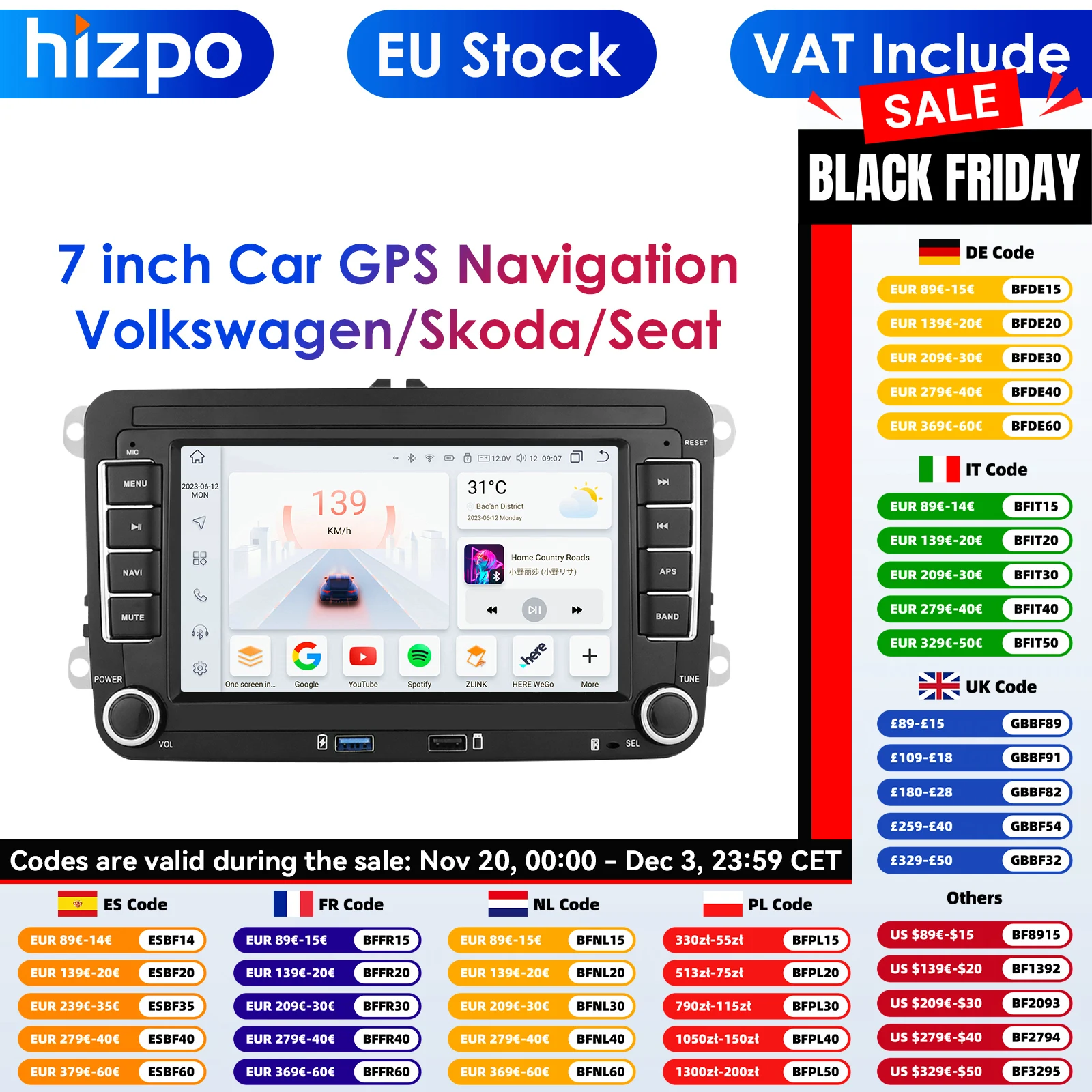 Carplay 4G Android 14 Car Radio GPS For VW Volkswagen Skoda Octavia Golf 5 6 Touran Passat B6 Polo Jetta 2 Din Multimedia Player