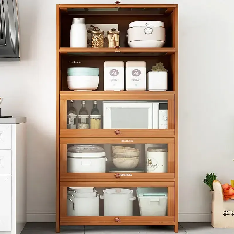 Nordic Solid Wood Kitchen Cabinets Home Living Room Wall Storage Cabinet Simple Multi-layer Kitchen Cabinet Kitchen Furniture 4