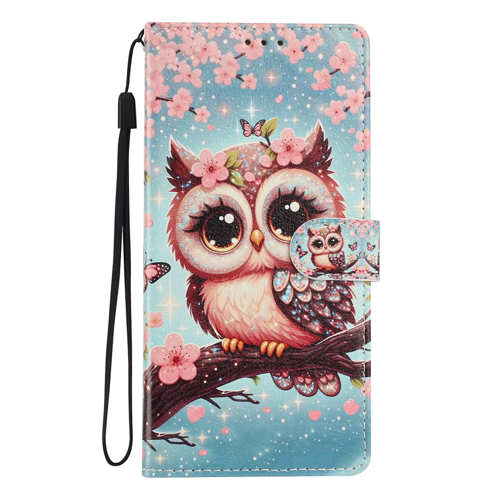 Lovely Pattern Wallet Flip Case with Card Slots and Stand Feature