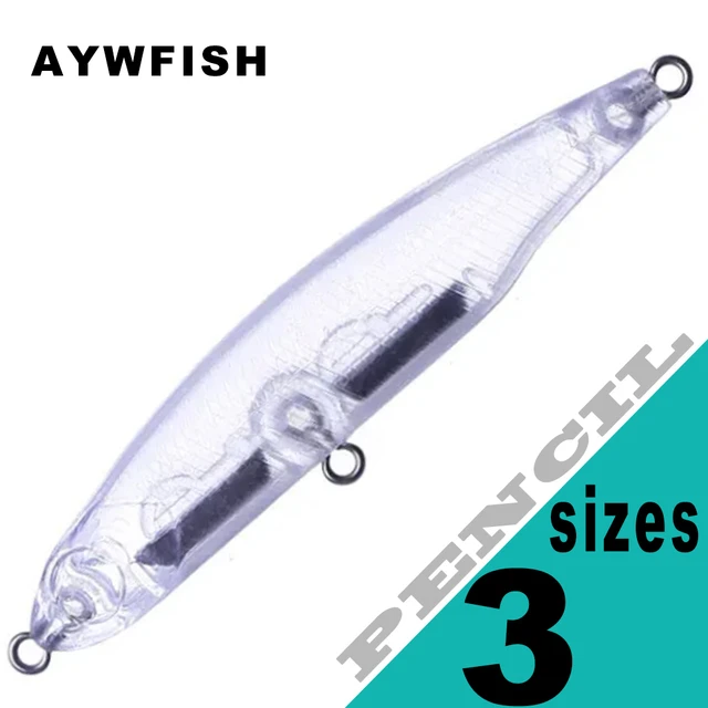 AYWFISH 10PCS/LOT Pencil Bait Blanks 2.5G / 5G / 9.5G Sinking Artificial  Unpainted Hard Bait