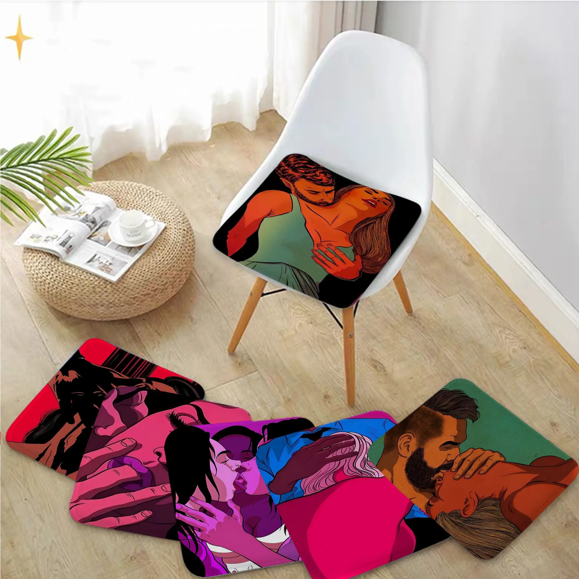 

Sexy Pink 80s Cushion Mat Modern Minimalist Style Sofa Mat Dining Room Table Chair Cushions Unisex Anti-slip Sofa Decor Tatami