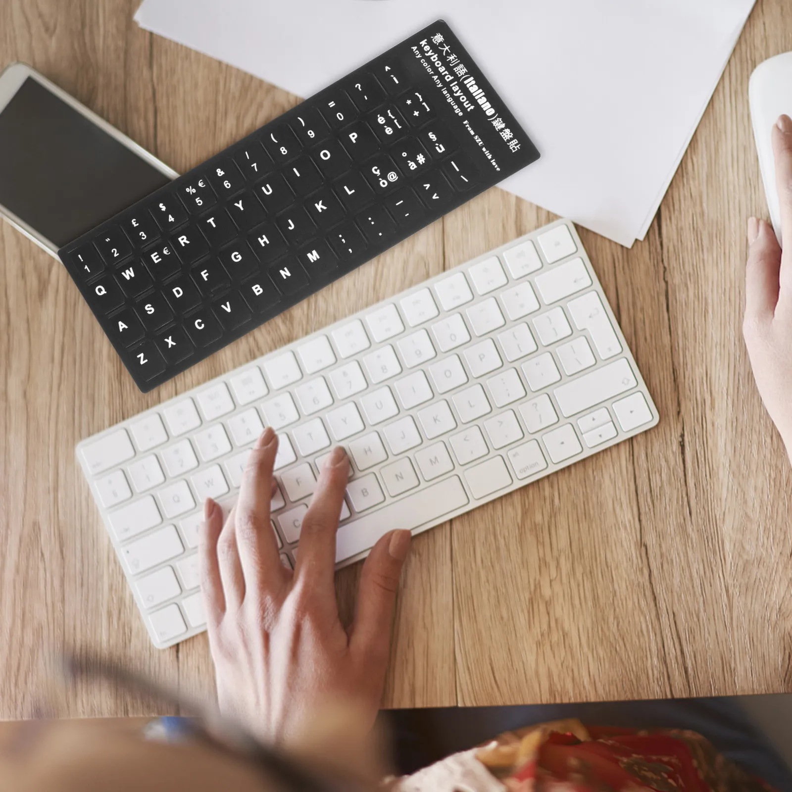 10Pcs 이탈리아어 언어 키보드 스티커 검정색 배경 흰색 글자 범용 노트북 키보드 커버 교체 컴퓨터