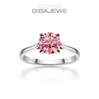 GIGAJEWE 1ct 6.5mm Round Cut D VVS1 Moissanite 925 Silver Ring Diamond Test Passed Fashion Claw Setting Girl Women Gift 1