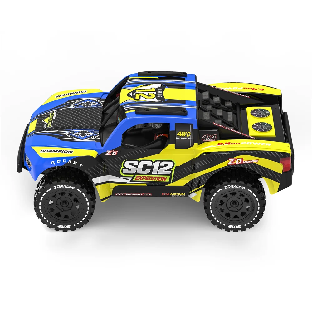 ZD 레이싱 SC12 RTR 1/12 2.4G 4WD 75km/h 3S 브러시리스 RC카 오프로드 숏코스 트럭 알루미늄 합금 섀시 차량 모델