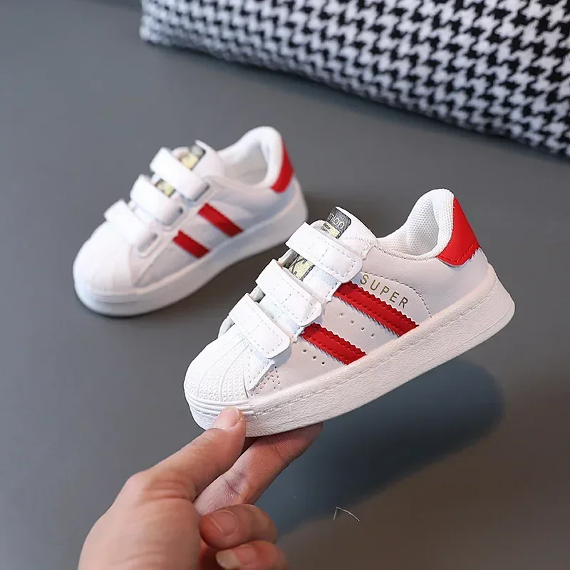 Children's Sneakers Kids Fashion Design White Non-slip Casual Shoes Boys Girls Hook Breathable Sneakers Toddler Outdoor Shoes 2