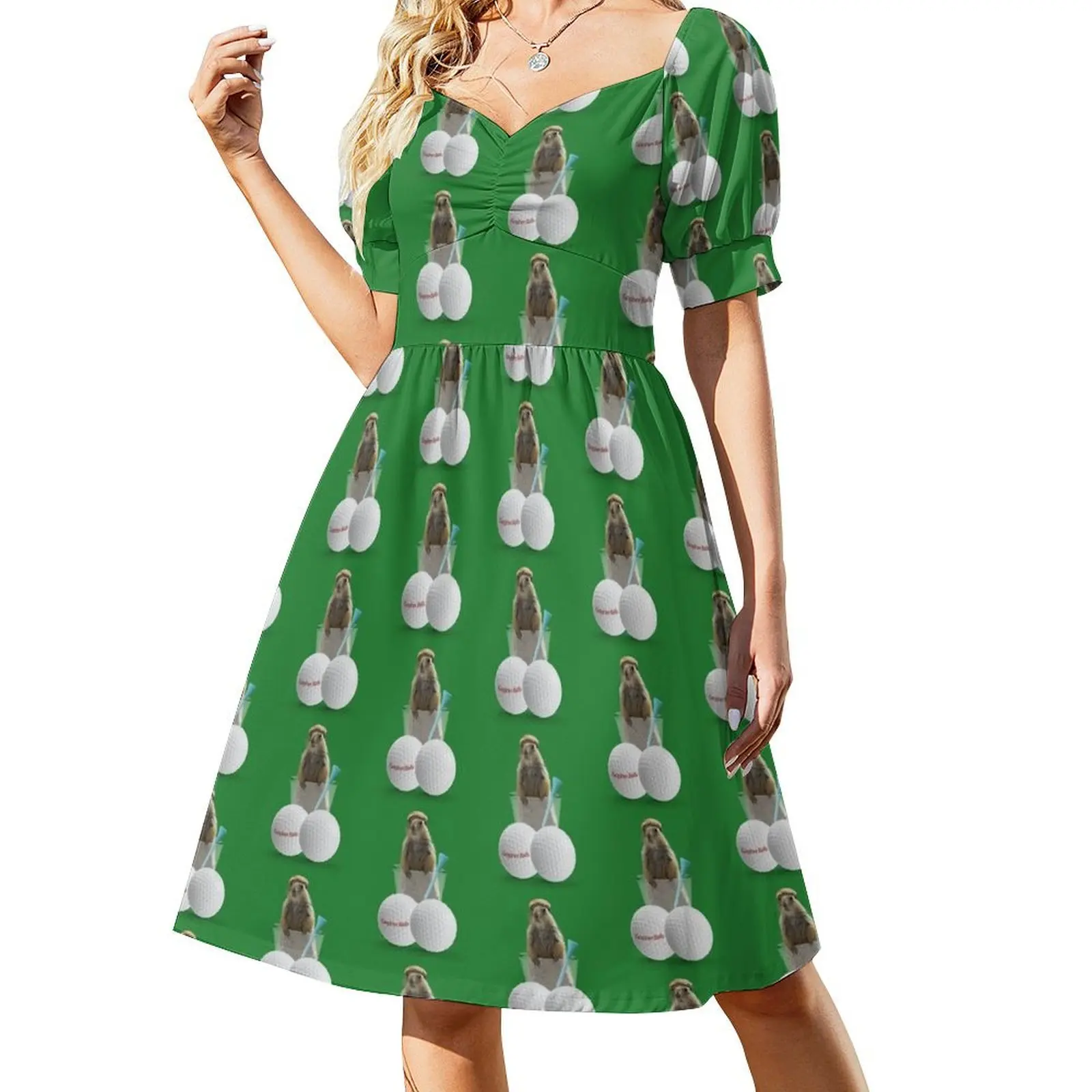 Vestido de manga corta Gopher Balls, vestidos para fiesta, vestidos largos para mujer, vestido de manga larga.