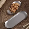 Retro Oval Stainless Steel Plate Thickened Silver Dessert Storage Tray Shallow Dishes Kitchen Tableware 4