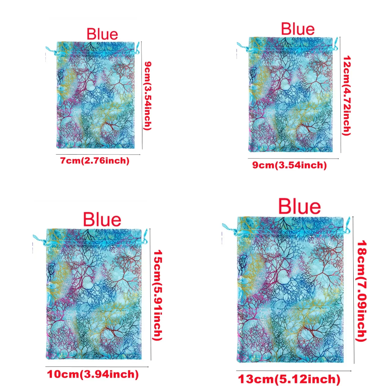 100 Stück blauer Organzabeutel, Schmuckverpackungsbeutel, Hochzeitsgeschenk, Beutel mit Kordelzug, Süßigkeitenbeutel für Hochzeit, Party, Valentinstag – Detail 7