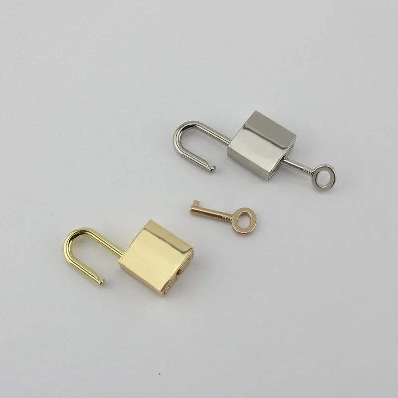 5-20sets High quality gold Padlock standard gold silver bronze handbag bags closured locks with 1 key Bag hardware accessories