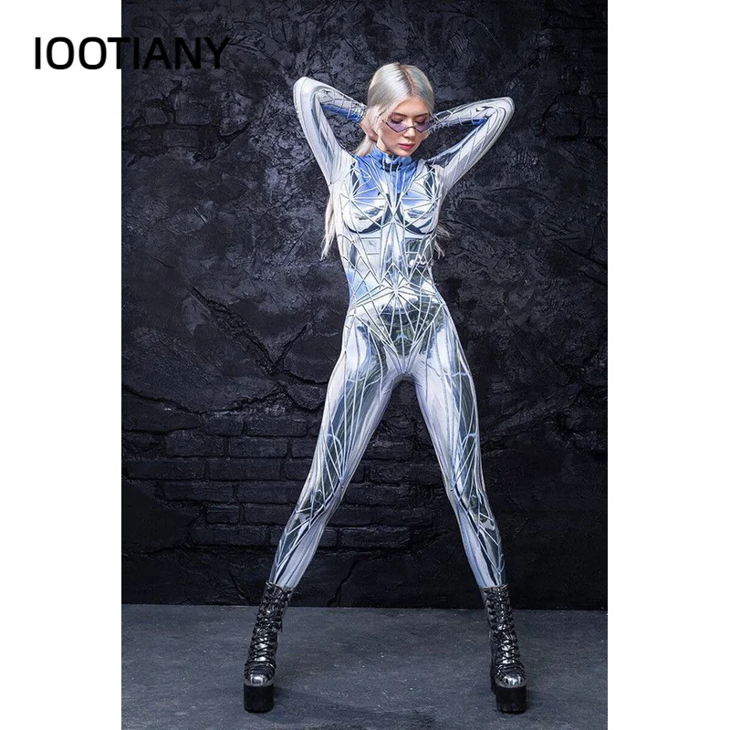Women Clothing Long Sleeve 3D Printed Halloween Carnival Horror Human Skeleton Cosplay Costumes Tight Jumpsuit Zentai Bodysuit cosplay costume
