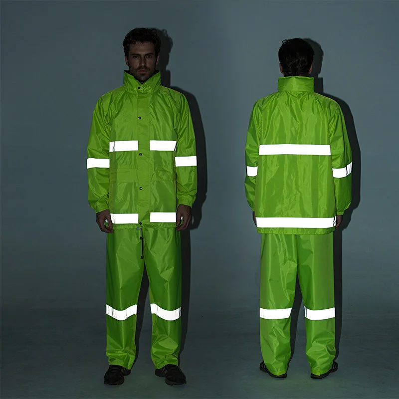 남녀공용 반사 재킷 세트, 방수 방풍 비옷, 반사 바지, 세트 자전거 의류