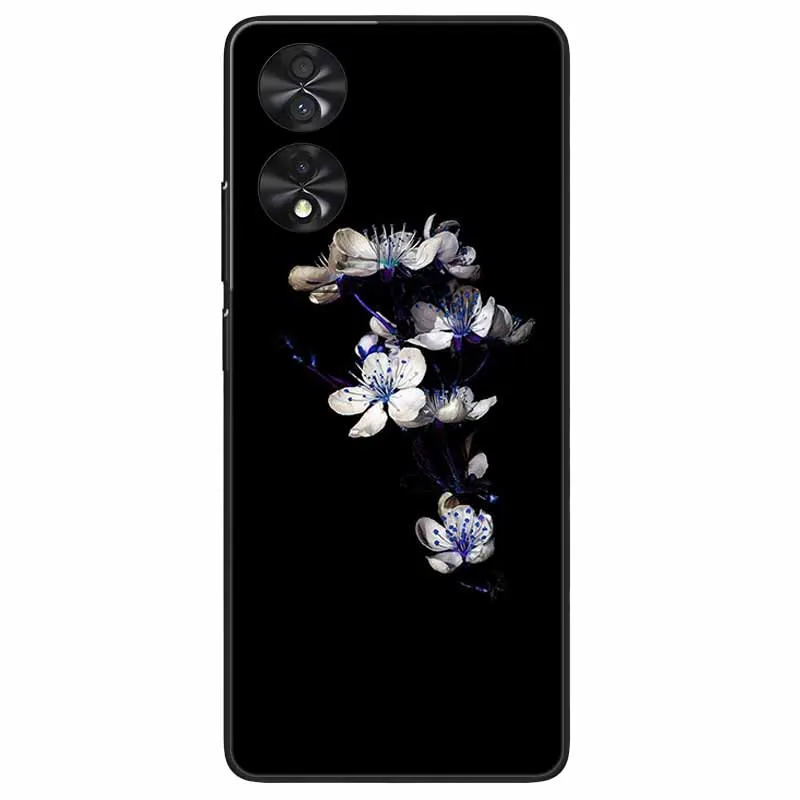 Floral Silicone Soft TPU Phone Cover with Black Bumper