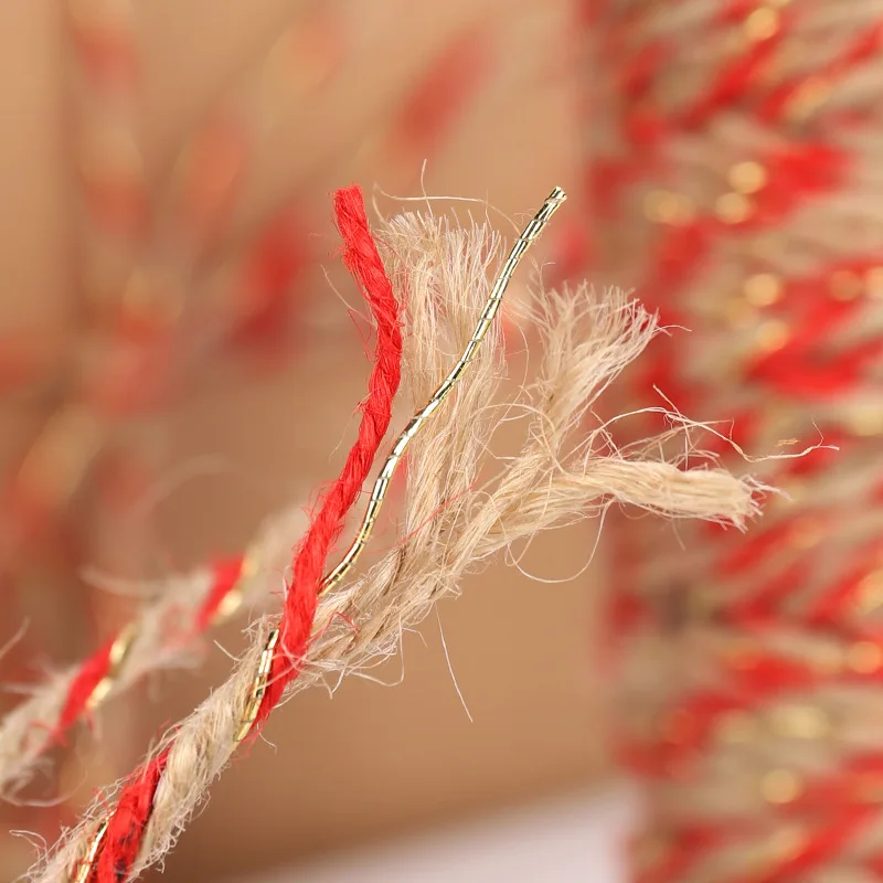 3mm 25M/Roll Red Jute Rope Cord String Card Gift Wrap Twine Burlap