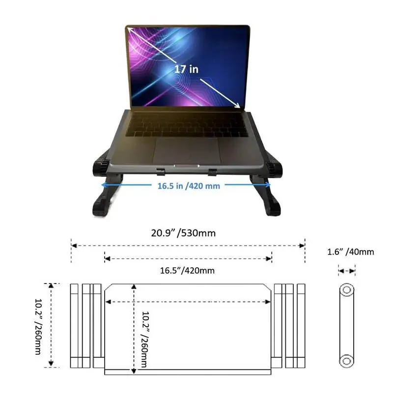 Portable Adjustable Laptop Desk Stand Cooler Fan Ergonomic Lapdesk For Bed Sofa PC Notebook Table Desk With Mouses Pad laptop desk stand