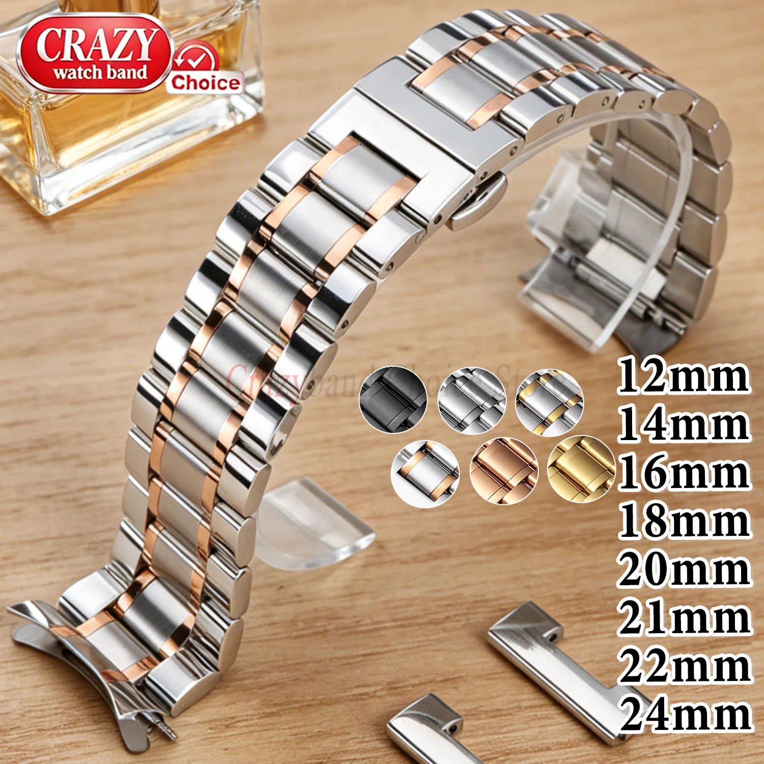 Elegant Stainless Steel Watch Strap Replacement