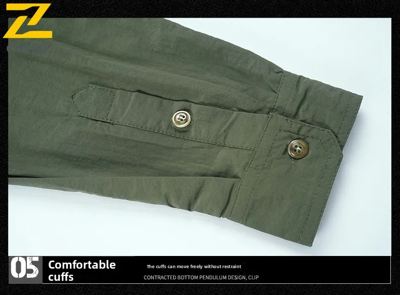 2025 New Men Tactical Shirt Long Sleeve Quick Dry Breathable Multi Pocket Outdoor Hiking Coat Thin Lightweight Camping Clothing