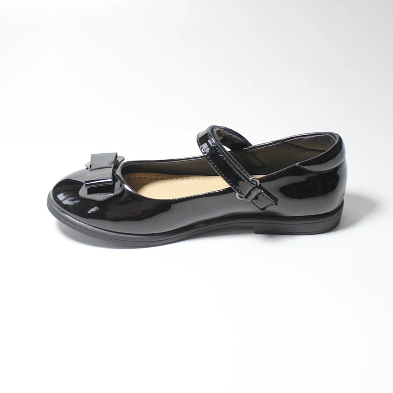 Size 25-38 Girls Black Flats Shoes Kids Slip On Faux Leather