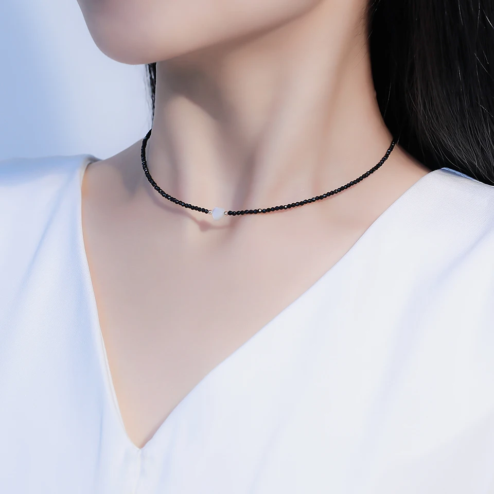 Choker Small Black Bead Necklace For Women Sea Shell Pendant