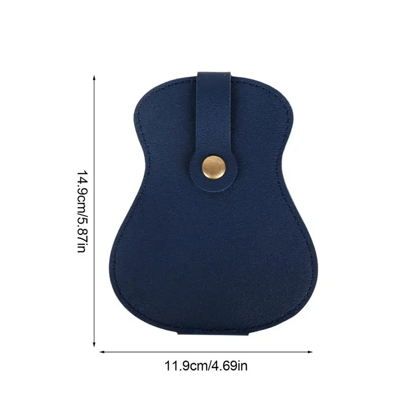 Guitar Shaped Pick Holder Lightweight Guitar Picks Holder Leather Pick Box Large Capacity Storage Bag With 18
