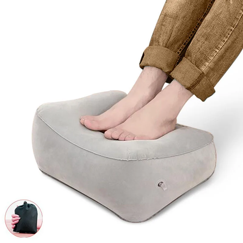 Inflatable Relaxing Feet Pad Travel Foot Rest Pillow Cushion Airplane Travel Office Home Leg Up