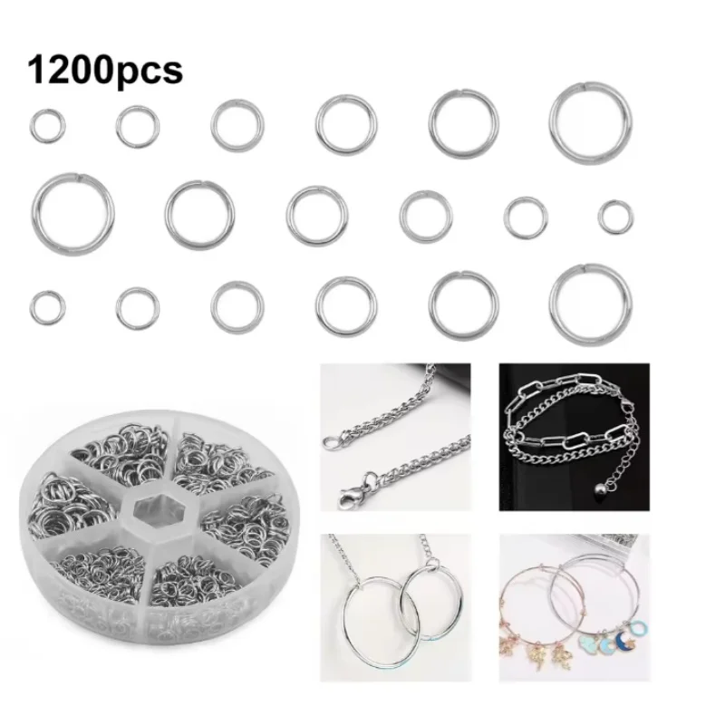 1 Box O-ring Connector Stainless Steel Open Jump Ring Set For DIY Handmade Bracelets Earrings Necklaces Supplies Accessories