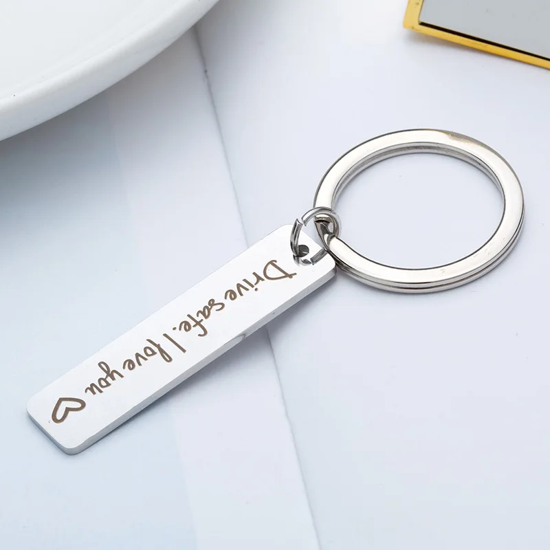 KeyChain women letter key chain for men Drive safe i love you key ring Stainless steel car