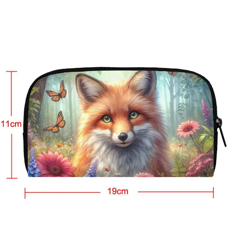 Watercolor Fox Floral Print Wallet Fox Flowers Art Coin Money Bag Phone Credit Card Holder Small Clutch Long Wallet Zipper Pouch 2