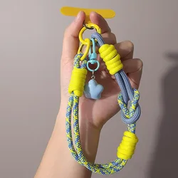 Enhanced Universal Adjustable Phone Lanyard - Stylish 2 - in - 1 Woven Wrist and Thumb Strap (Yellow)