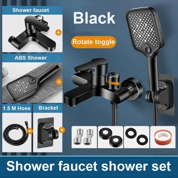 สีดําห้องน้ําก๊อกน้ําทองเหลืองแตะร้อนเย็นอุปกรณ์ห้องน้ําผสมวาล์วผสมอ่างอาบน้ําก๊อกน้ําชุด 1