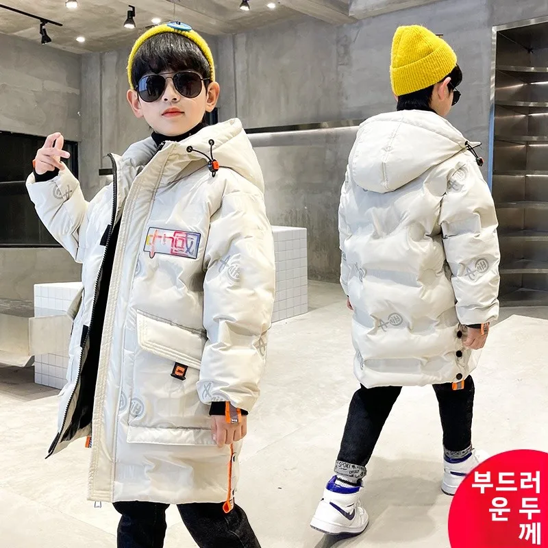 소년을위한 두꺼운 다운 코튼 자켓 겨울 유행 스트리트 스타일 중대형 아동 의류 한국어 버전 아동복