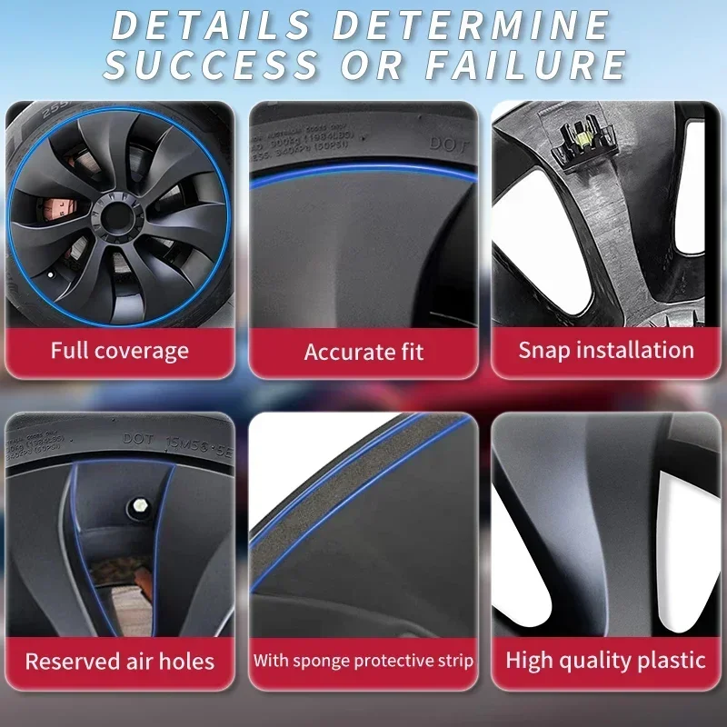 Wheel Hub Covers Wheel Hub Caps 4PCS Wheel Cover Performance Replacement for Tesla Model Y 19 Inch