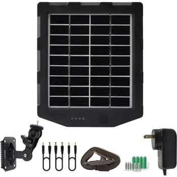 Trail Camera Solar Panel Kit 12V/1A 6V/1.5A with Build-in 2000mAH Rechargeable Lithium Battery IP66 Waterproof Hunting Accessory 4